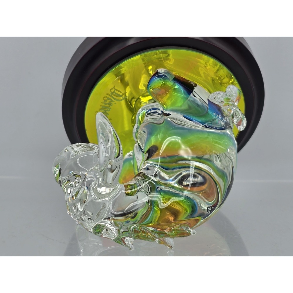 Disney's Winnie The Pooh " Eeyore" Glass Figurine Mirror Wood‎ Base 4.5" Arribas - Picture 2 of 16